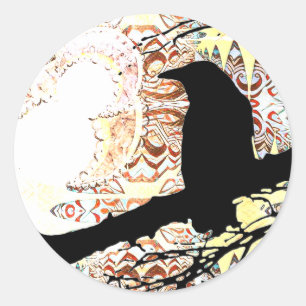 Raven und die Monde Runder Aufkleber