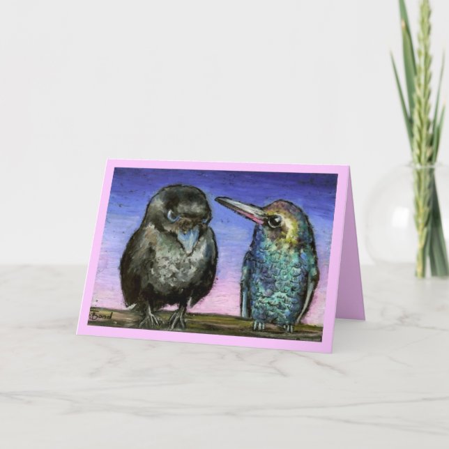 Raven- und Kolibri Feiertagskarte (Vorderseite)