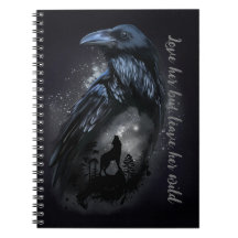 Raven und Wolf, die auf dem Mond heulen