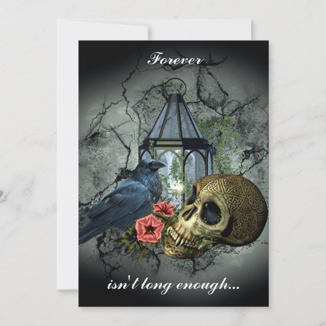 Raven Vampire Faire-part de mariage de goth (Devant)