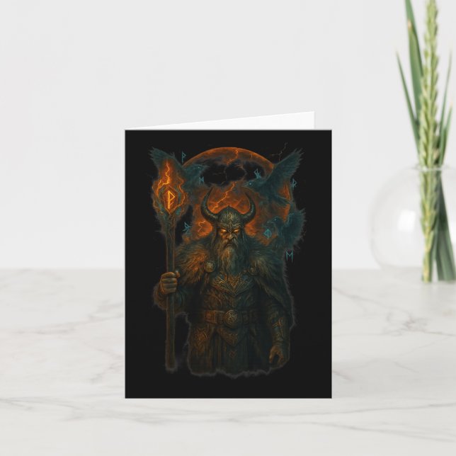 Raven Viking Halloween Design Norse Sorcermoon Karte (Vorderseite)