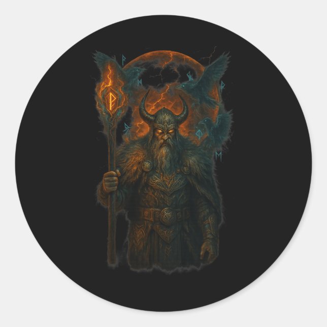 Raven Viking Halloween Design Norse Sorcermoon Runder Aufkleber (Vorderseite)