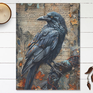 Raven Vintag Calligraphy Decoupage Tissue Seidenpapier