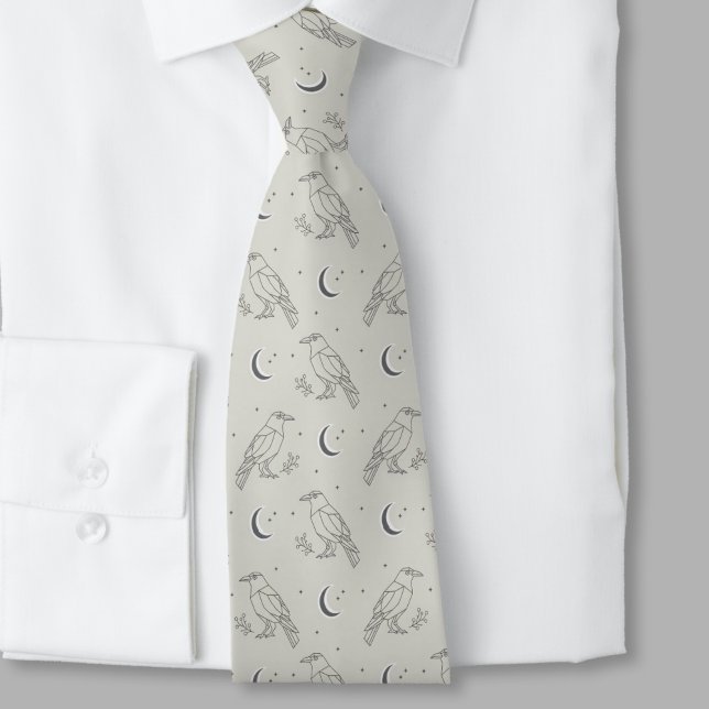 Raven Whimsigoth Necktie - Minimalist Goth Krawatte (Whimsigoth raven necktie)