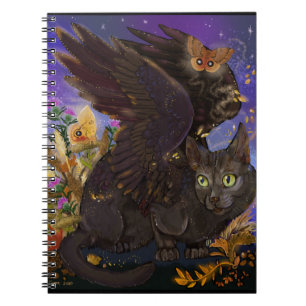 Raven Winged Autumn Magic Cat Notizblock