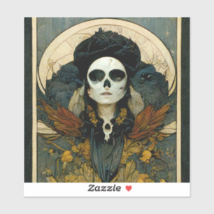 Raven Witch Fantasy Horror Goth Gothic Aufkleber