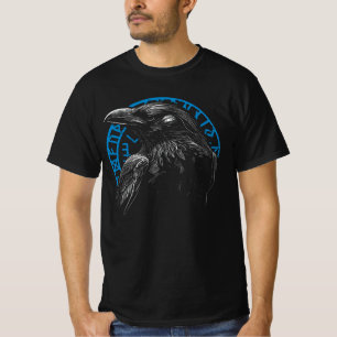 Raven with Norse Runes - Dunkle Kunst T-Shirt