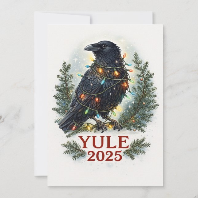 Raven yule 2025  feiertagskarte (Vorderseite)