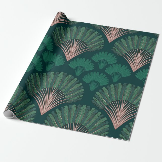 Ravenala madagascariensis seamless pattern. Vintag Geschenkpapier (Ungerollt)