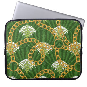 Ravenala madagascariensis und Goldketten. Vintag Laptopschutzhülle