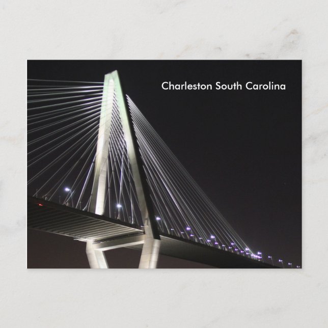 Ravenel Bridge at Night, Charleston SC, Postkarte (Vorderseite)