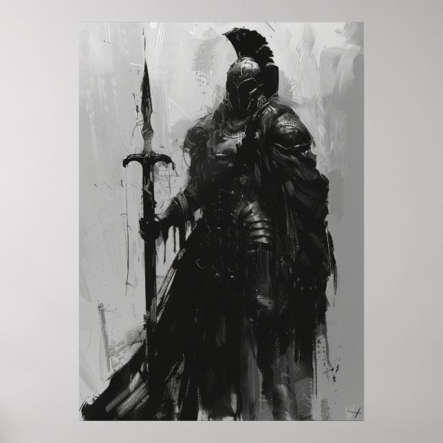 Ravenn Warrior dans Poster d'armure en plaque noir (Devant)
