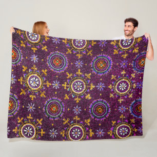 RAVENNA BYZANTINE MOSAICS, STAR LILA STARRY NIGHT FLEECEDECKE
