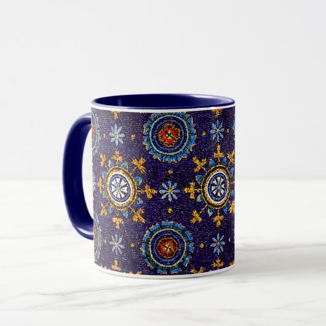 RAVENNA BYZANTINE MOSAICS, STERNE, BLAUE STARRY NI TASSE (Vorderseite Links)