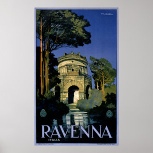 Ravenna Italia Vintage Reiseplaner restauriert Poster