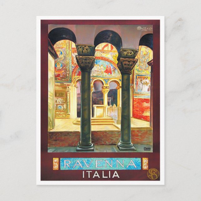 Ravenna Italien Jahrgang Reise Postkarte (Vorderseite)