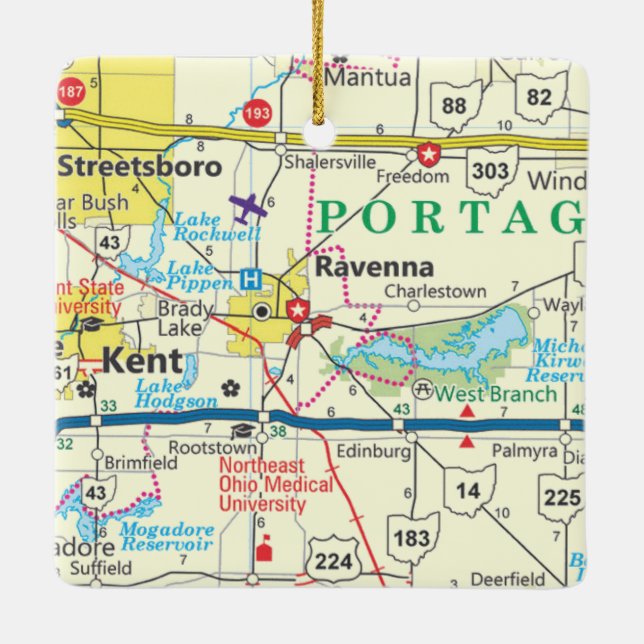 Ravenna Ohio Karte Keramikornament (Rückseite)