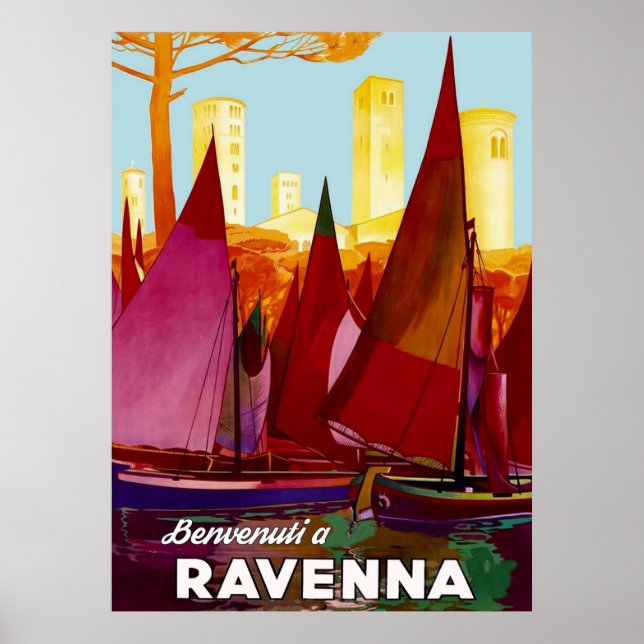 Ravenna, Segelboote im Hafen von Stadt Poster (Vorne)