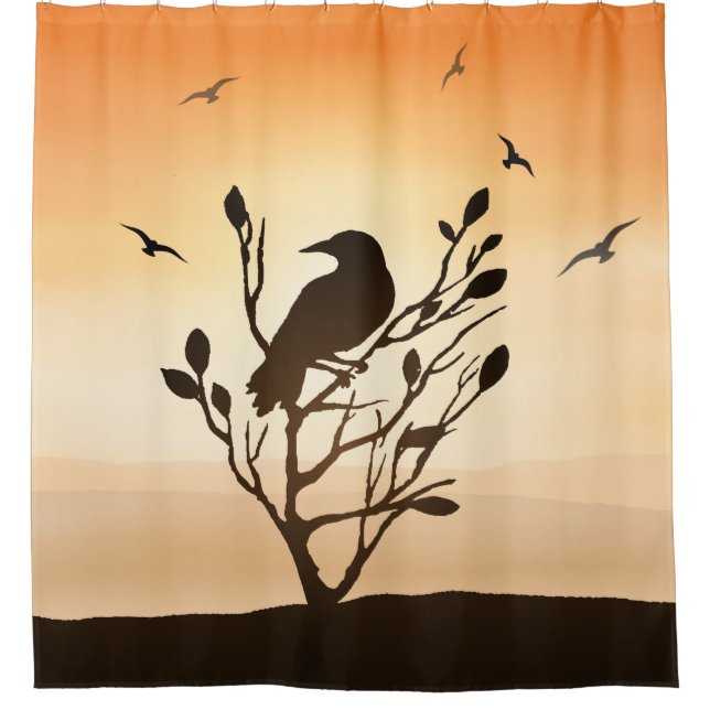 Ravens bei Sunset Duschvorhang Wohngestaltung (Vorderseite)
