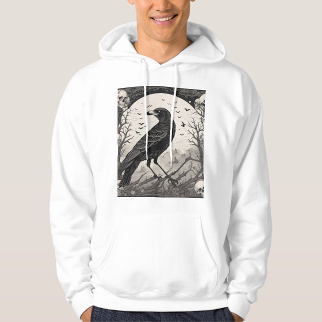 Raven's Embrace: Ein Tanz der Schädel und Rose Hoodie (Vorderseite)