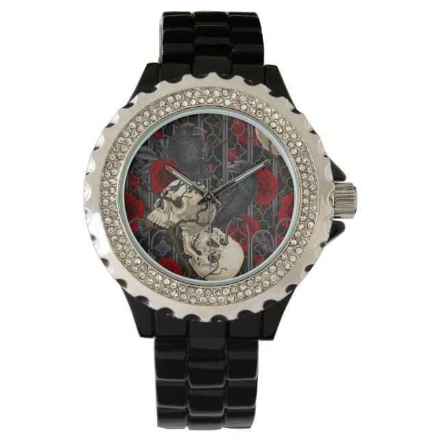 Raven's Geheimnis. Dunkle und launische gotische I Armbanduhr (Vorderseite)