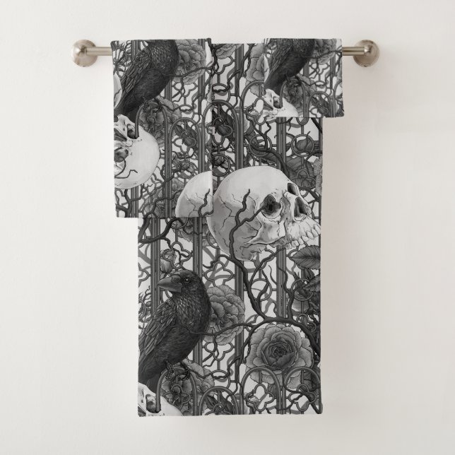 Raven's Geheimnis. Dunkle und launische gotische I Badhandtuch Set (Insitu)