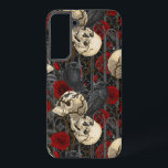 Raven's Geheimnis. Dunkle und launische gotische I Samsung Galaxy Hülle<br><div class="desc">Handgemaltes gotisches Design,  mit Raben,  Skullen und Rose,  nahtloses Muster</div>