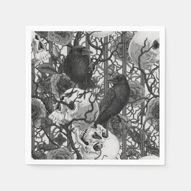 Raven's Geheimnis. Dunkle und launische gotische I Serviette (Vorderseite)