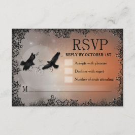 Ravens Halloween UAWG 3.5x5 passende Antwortkarte RSVP Karte