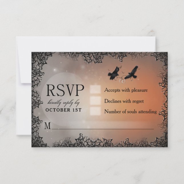 Ravens Halloween UAWG 3.5x5 passende Antwortkarte RSVP Karte (Vorderseite)
