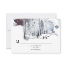 Ravens im schneebedeckten Wald Hochzeit RSVP