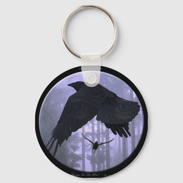 "RAVENS IN THE MIST" Fantasy Art Schlüsselkette Schlüsselanhänger (Vorderseite)