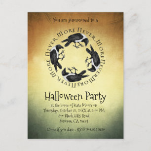 Ravens nie mehr Halloween-Party Einladungspostkarte