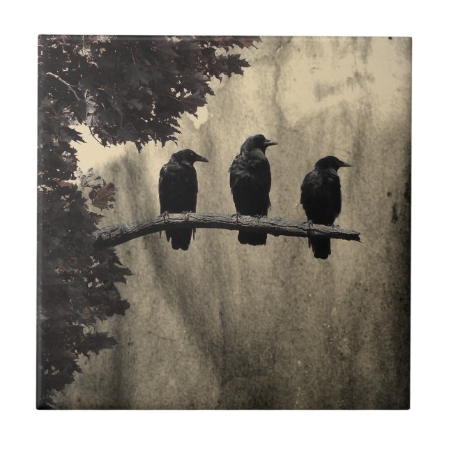 Ravens Perched Fliese (Vorderseite)