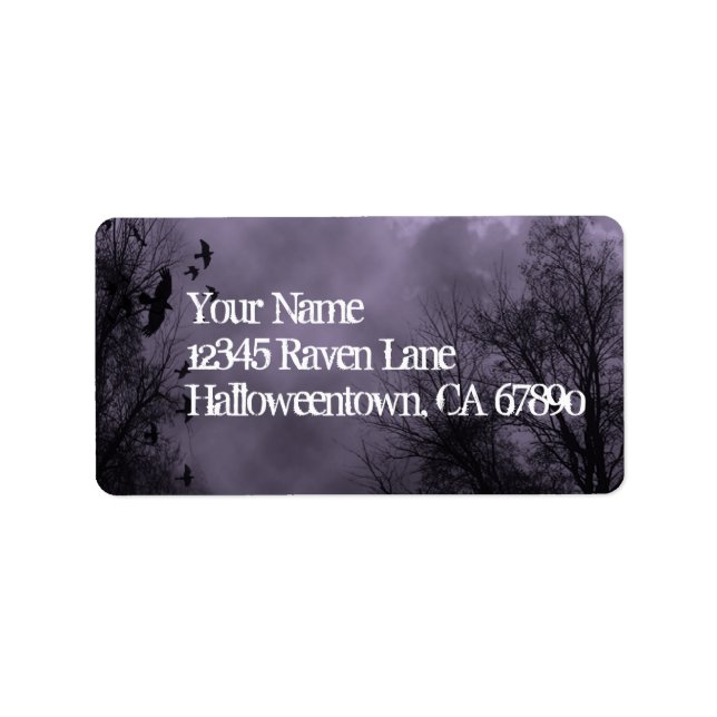 Ravens Spuk Sky Lila Nebeladresse Adressaufkleber (Vorne)