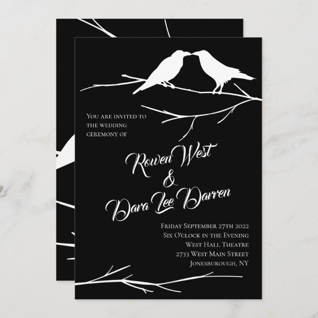 Ravens sur le Ciel Noir Invitations de mariage got (Devant / Derrière)