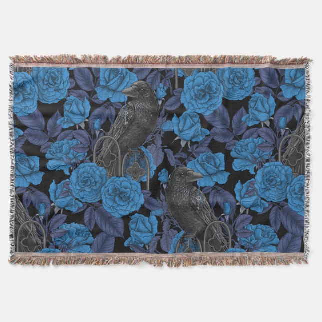 Ravens und blaue Rose Decke (Vorderseite)