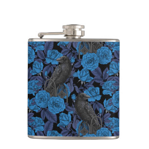 Ravens und blaue Rose Flachmann