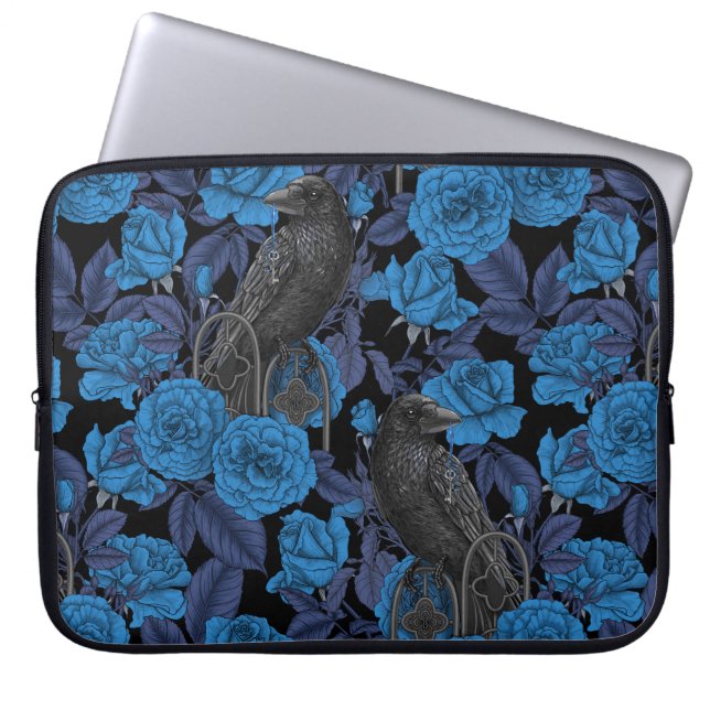 Ravens und blaue Rose Laptopschutzhülle (Vorderseite)