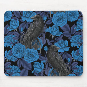 Ravens und blaue Rose Mousepad