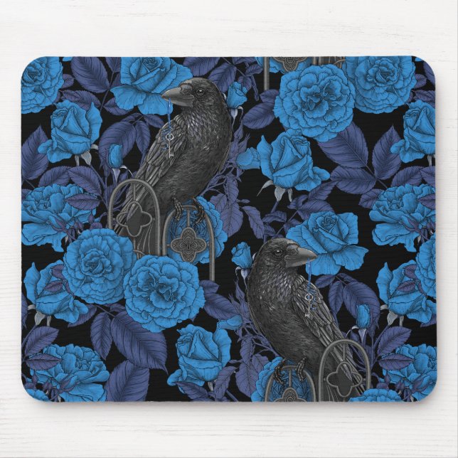 Ravens und blaue Rose Mousepad (Vorne)
