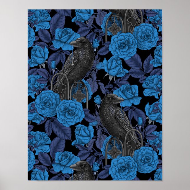 Ravens und blaue Rose Poster (Vorne)