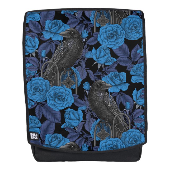 Ravens und blaue Rose Rucksack (Vorderseite)