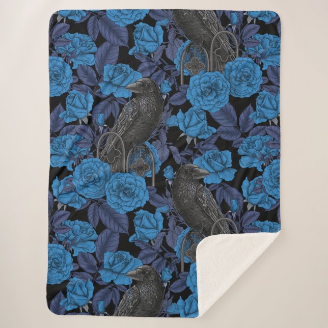 Ravens und blaue Rose Sherpadecke (Vorderseite)