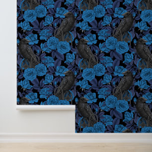 Ravens und blaue Rose Tapete