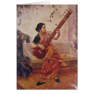 Ravi Varma Malerei-Dame With die sitarThis