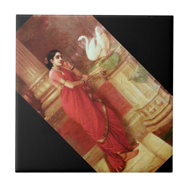 Ravi Varma Malereien-Hamsa Dhayamthi Fliese (Vorderseite)