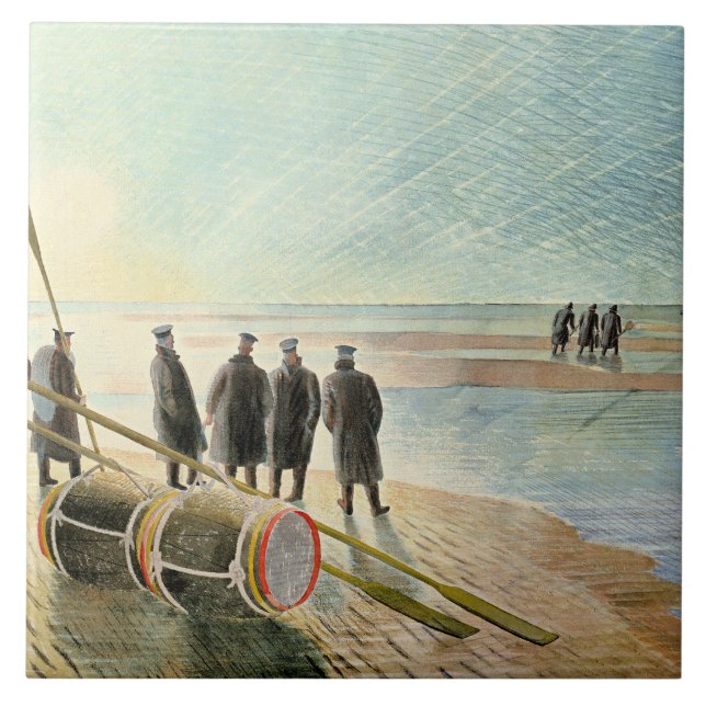 Ravilious - Gefährliche Arbeit bei Ebbe, Fliese (Vorderseite)
