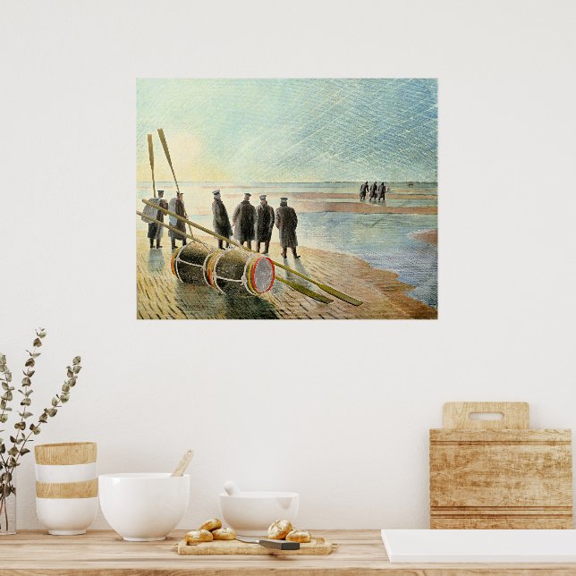 Ravilious - Gefährliche Arbeit bei Ebbe, Poster (Küche)