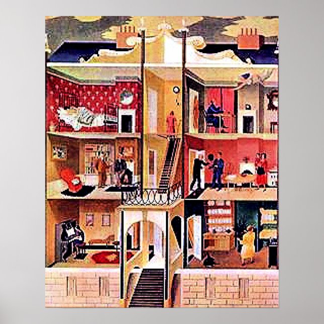 Ravilious-Kunst, The Boarding House Poster (Vorne)